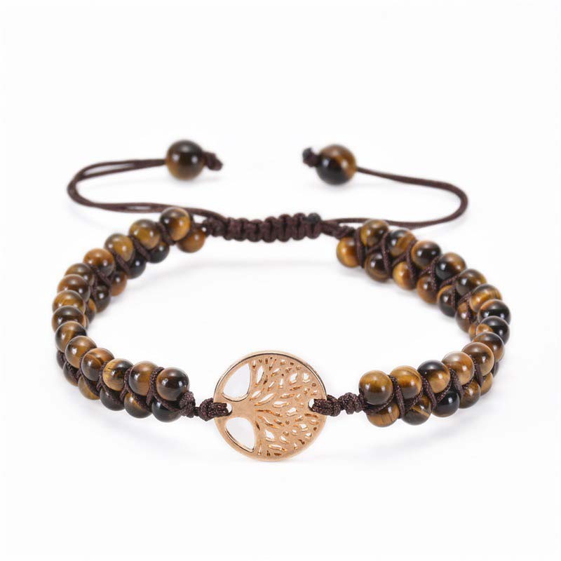 Olivenorma Tree of Life Natural Crystal Double Braided Bracelet - Tiger Eye - image 12