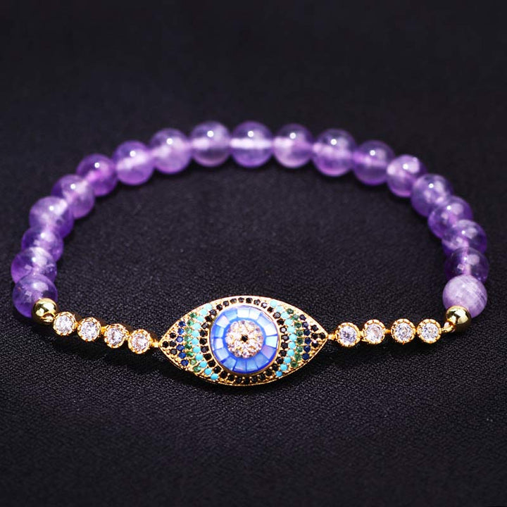 Olivenorma Amethyst Evil Eye Symbol Healing Bracelet - image 4