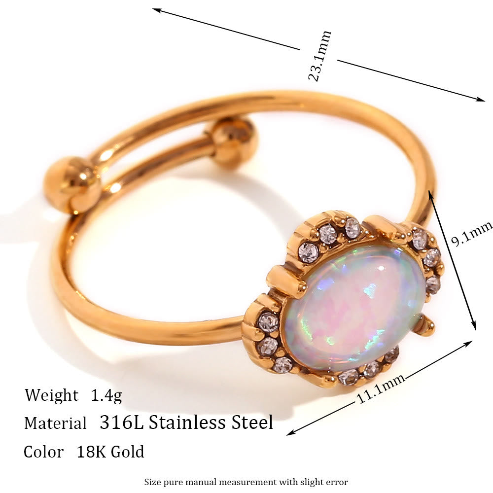 Olivenorma Natural Opal Sun Heart Adjustable Ring - Opal&Oval Shape - image 3