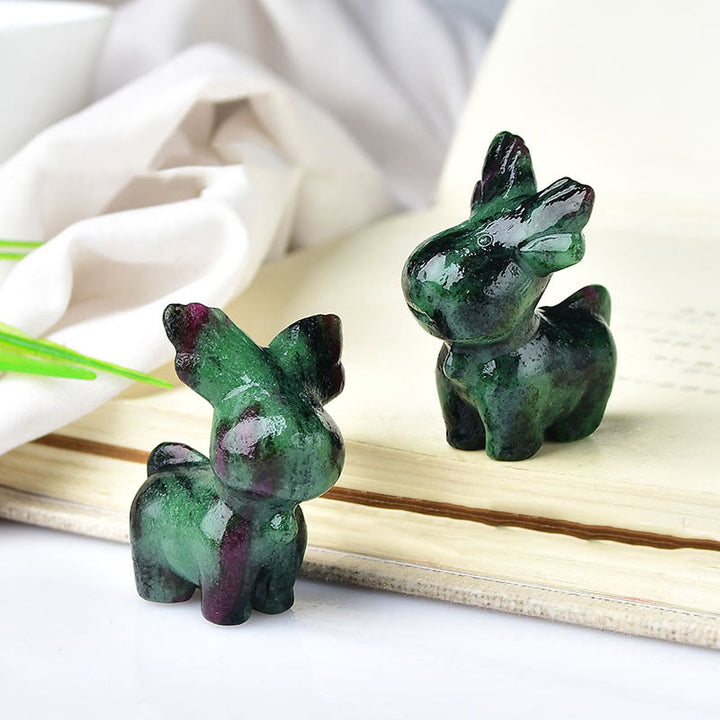 Olivenorma Natural Crystal Christmas Elk Carving Crafts Gemstone Decoration - Ruby Zoisite - image 16