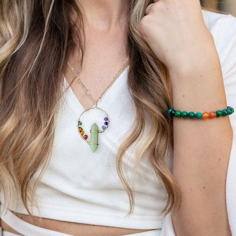 Olivenorma Chakra Orgone Color Swirl Necklace  - Green Aventurin - image 0