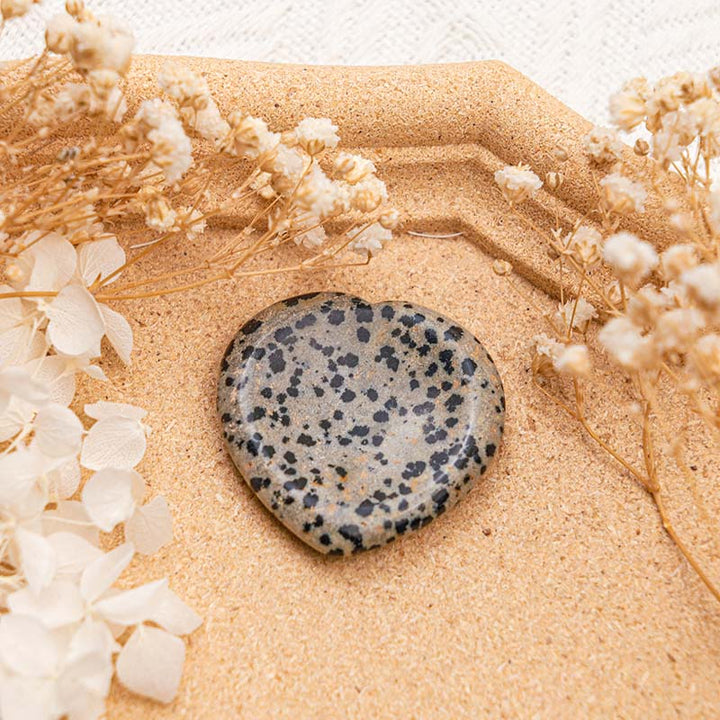 Olivenorma Dalmatian Jasper Heart Protection Worry Stone - image 3
