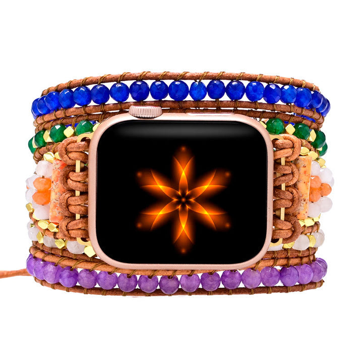 Olivenorma Natural Crystal Beaded Handwoven Apple Watch Strap - image 3