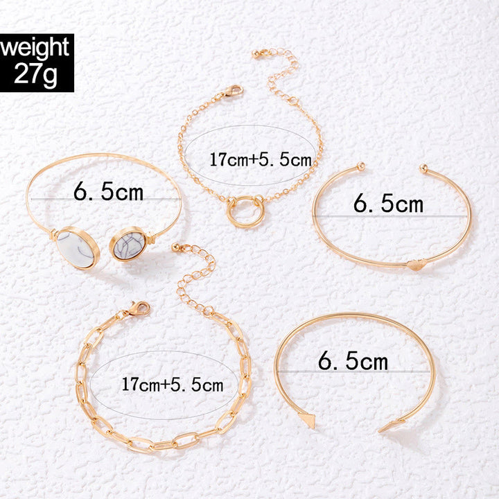 Olivenorma Natural Stone Alloy Five Piece Open Bracelet Set - image 5
