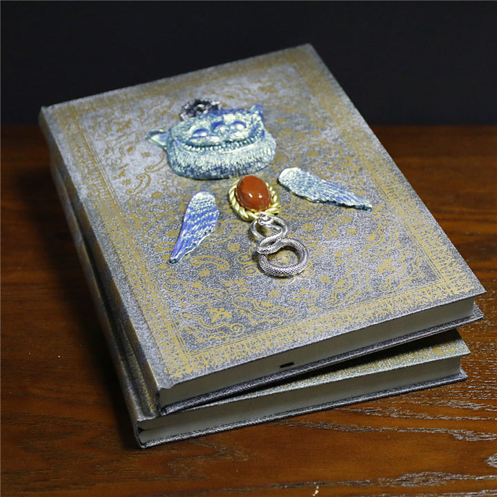 Olivenorma Red Agate Evil Cat Pentagram Snake Decorative Notebook - image 1