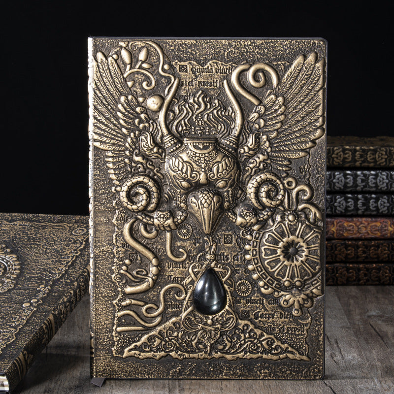 Olivenorma Crystal Stone Demonic Eagle Relief Decorative Notebook - Bronze - image 1