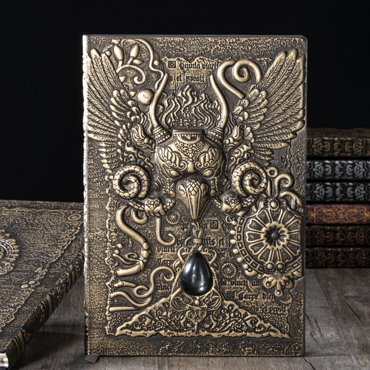 Olivenorma Crystal Stone Demonic Eagle Relief Decorative Notebook - Bronze - image 1