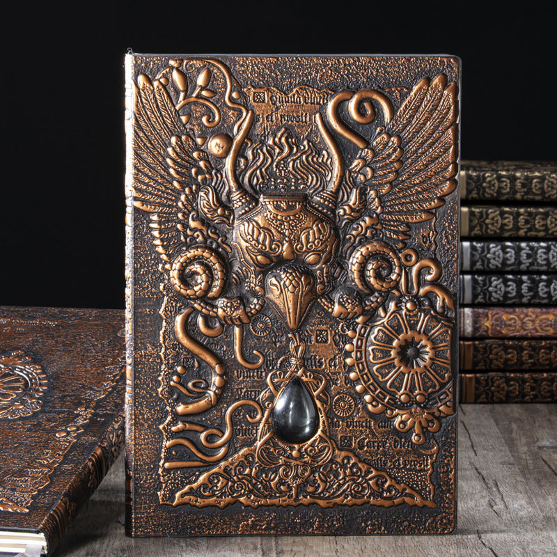 Olivenorma Crystal Stone Demonic Eagle Relief Decorative Notebook - Red Bronze - image 2