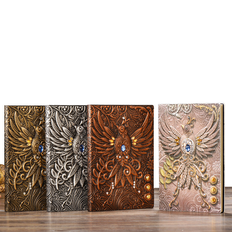 Olivenorma Crystal Stone Phoenix Embossed Leather Journal Notebook - image 13