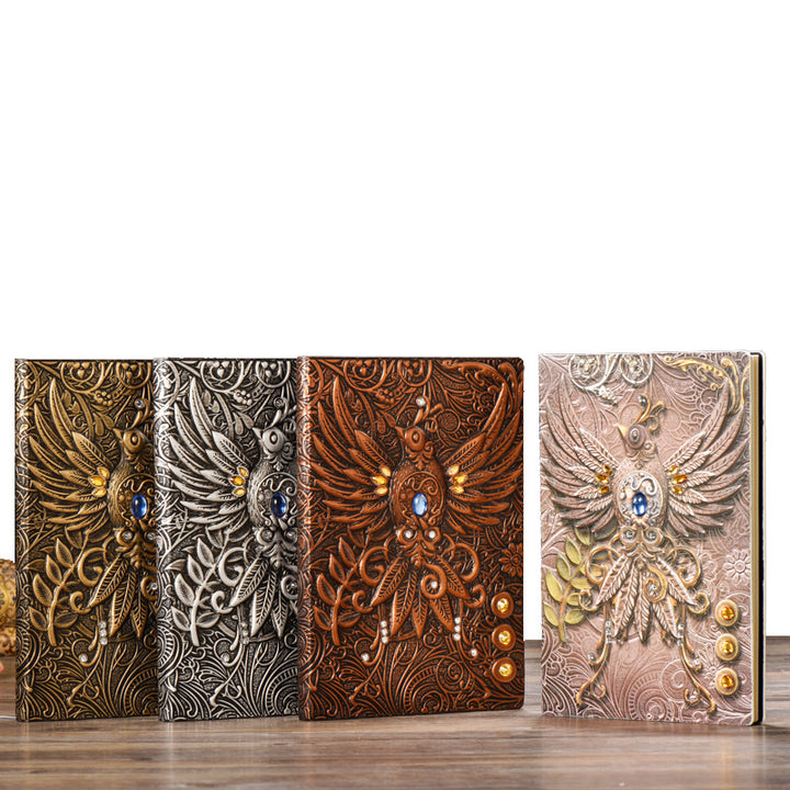 Olivenorma Crystal Stone Phoenix Embossed Leather Journal Notebook - image 13