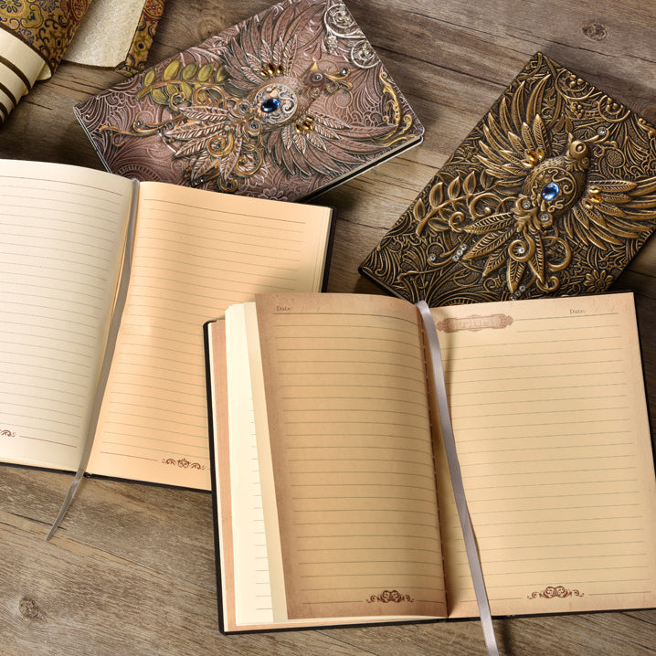 Olivenorma Crystal Stone Phoenix Embossed Leather Journal Notebook - image 17