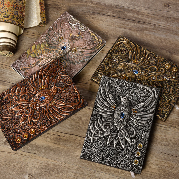 Olivenorma Crystal Stone Phoenix Embossed Leather Journal Notebook - image 12