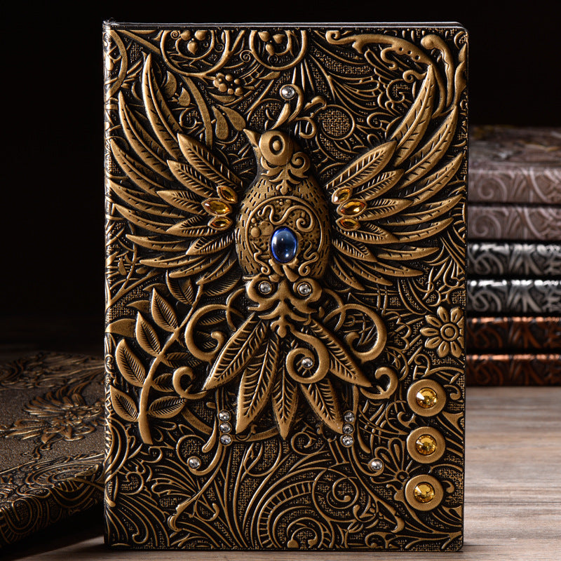 Olivenorma Crystal Stone Phoenix Embossed Leather Journal Notebook - Bronze - image 3