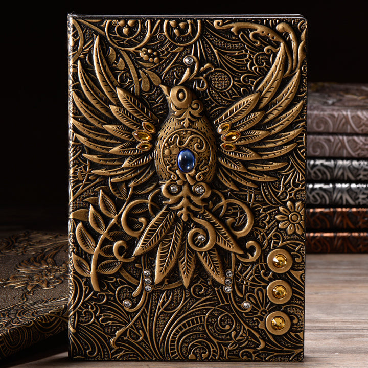 Olivenorma Crystal Stone Phoenix Embossed Leather Journal Notebook - Bronze - image 3