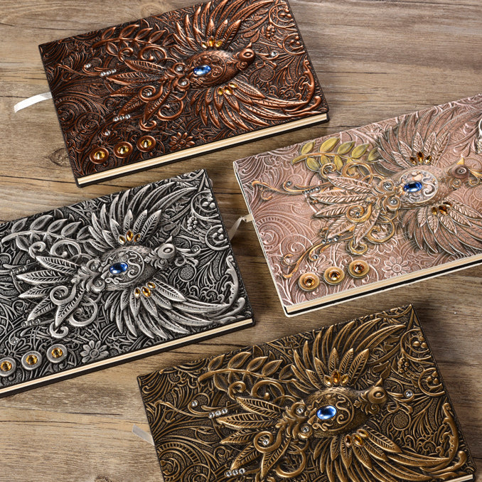 Olivenorma Crystal Stone Phoenix Embossed Leather Journal Notebook - image 11