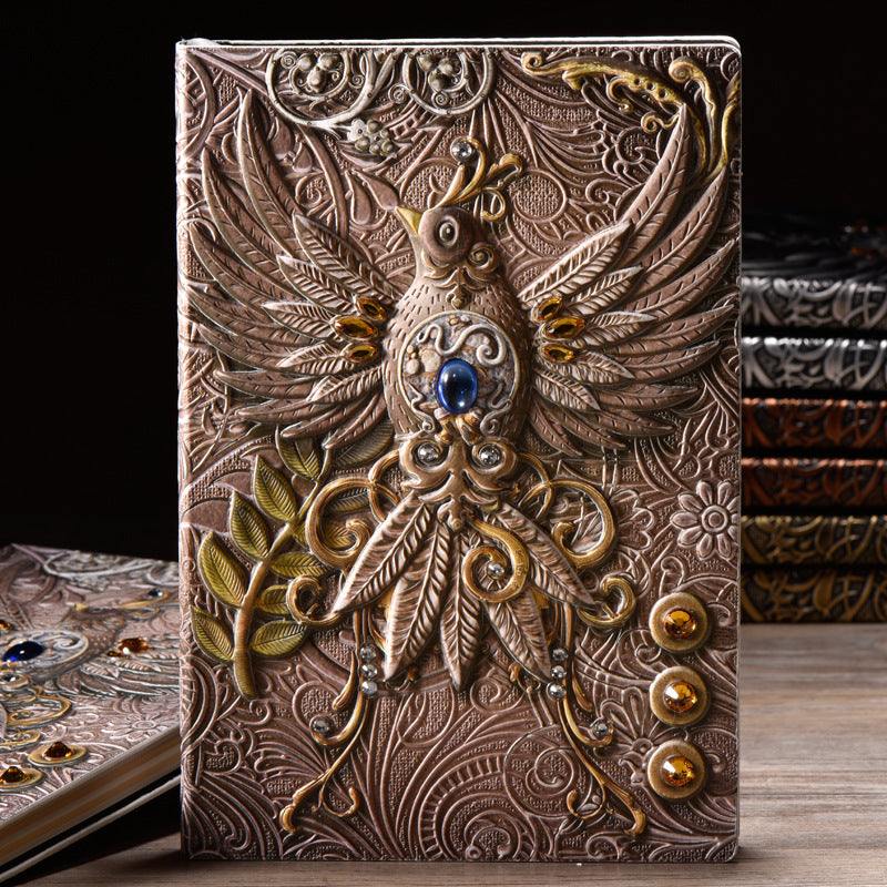 Olivenorma Crystal Stone Phoenix Embossed Leather Journal Notebook - Color - image 6
