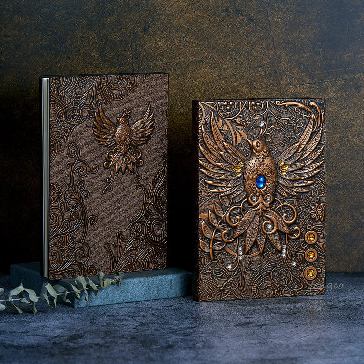 Olivenorma Crystal Stone Phoenix Embossed Leather Journal Notebook - image 2