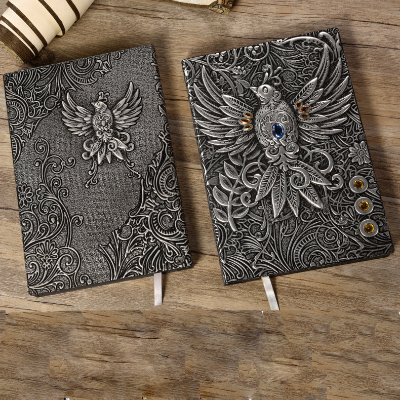 Olivenorma Crystal Stone Phoenix Embossed Leather Journal Notebook - image 9