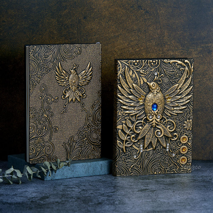 Olivenorma Crystal Stone Phoenix Embossed Leather Journal Notebook - image 5