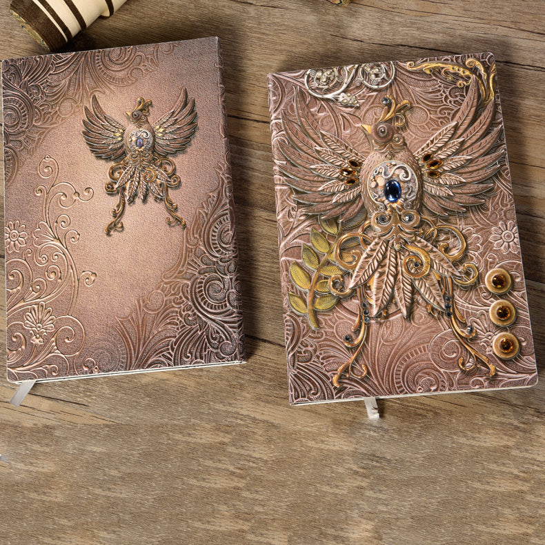 Olivenorma Crystal Stone Phoenix Embossed Leather Journal Notebook - image 7
