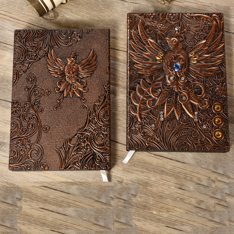 Olivenorma Crystal Stone Phoenix Embossed Leather Journal Notebook - image 1