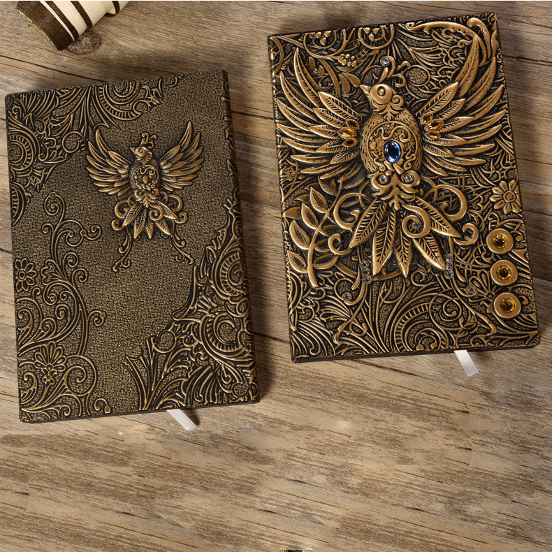 Olivenorma Crystal Stone Phoenix Embossed Leather Journal Notebook - image 4