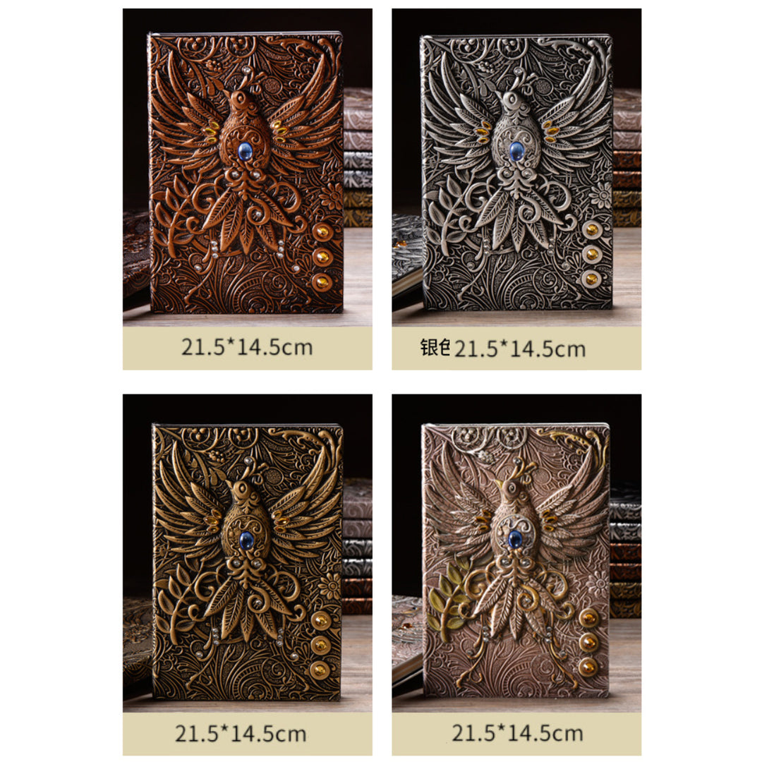 Olivenorma Crystal Stone Phoenix Embossed Leather Journal Notebook - image 10