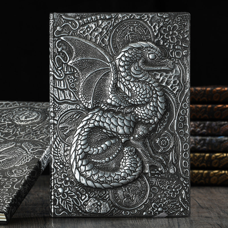 Olivenorma Journal Dragon 3D-Embossed Art Pattern Notebook - Silver - image 9
