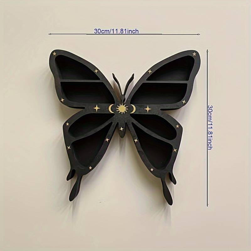 Olivenorma Dark Wooden Butterfly Moon Star Crystal Shelf - image 4