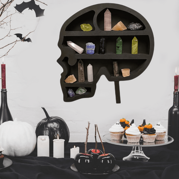 Olivenorma Gothic Skull Wood Wall Crystal Shelf - Skull - image 0