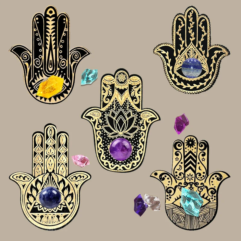 Olivenorma Home Decor Wooden Hamsa Crystal Ball Stand Holder - Hamsa - image 0