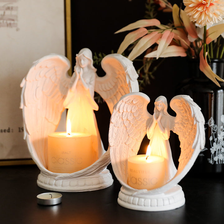 Olivenorma Nordic Pure White Wings Praying Angel Candle Holder - image 0