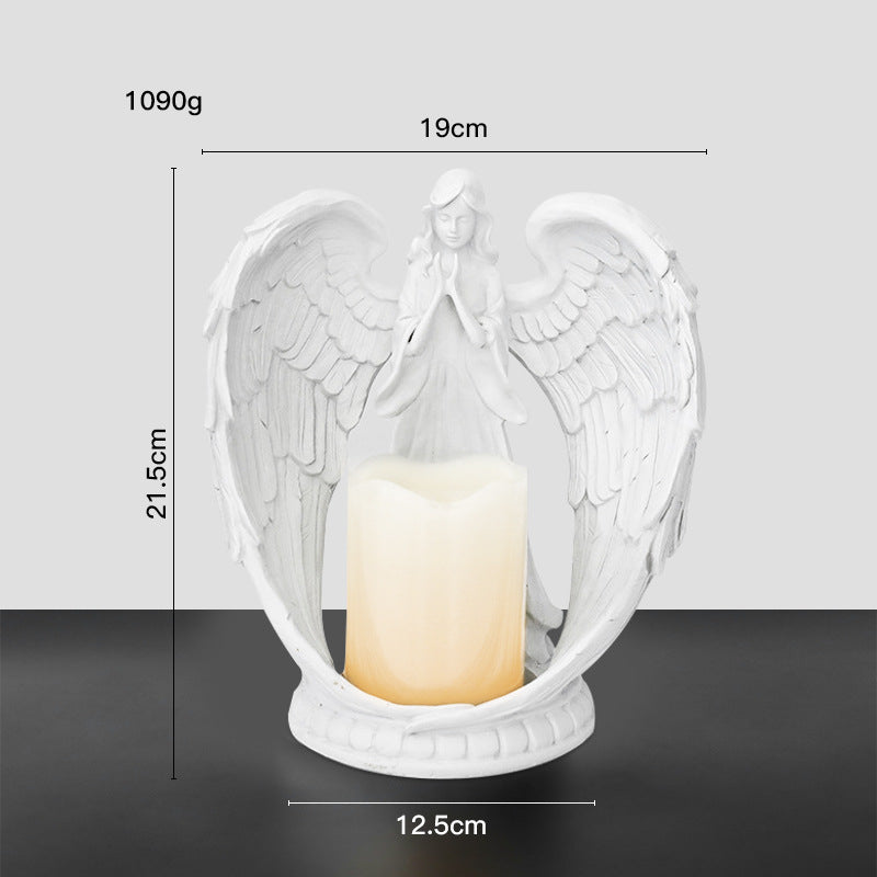 Olivenorma Nordic Pure White Wings Praying Angel Candle Holder - Large Angel Candle Holder With Electronic Candle - image 4