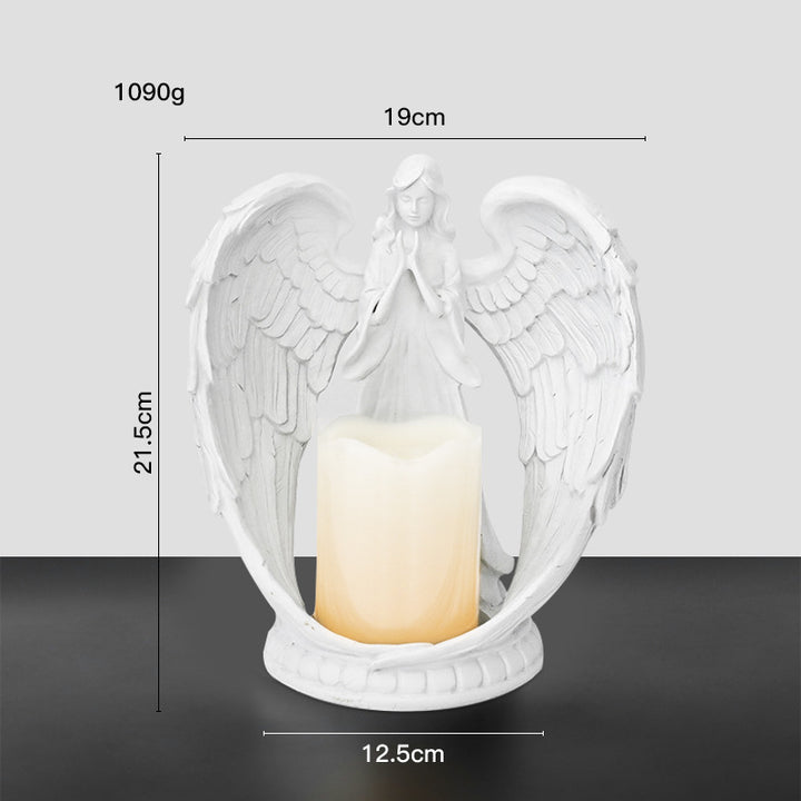 Olivenorma Nordic Pure White Wings Praying Angel Candle Holder - Large Angel Candle Holder With Electronic Candle - image 4