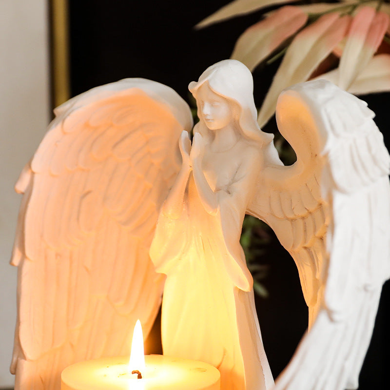 Olivenorma Nordic Pure White Wings Praying Angel Candle Holder - image 9