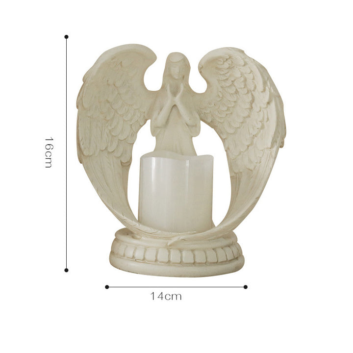 Olivenorma Nordic Pure White Wings Praying Angel Candle Holder - Beige Small Angel Candle Holder With Electronic Candle - image 5