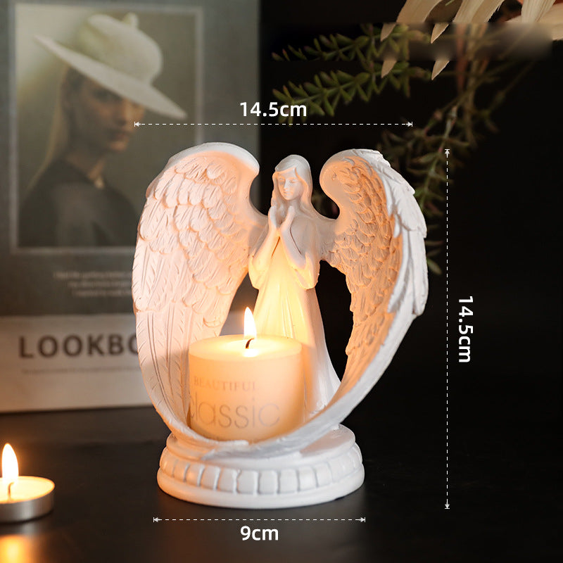 Olivenorma Nordic Pure White Wings Praying Angel Candle Holder - Small Angel Candle Holder With 5*5cm Candle - image 1