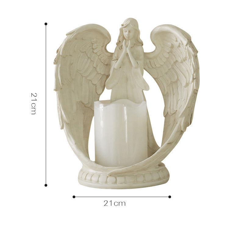 Olivenorma Nordic Pure White Wings Praying Angel Candle Holder - Beige Large Angel Candle Holder With Electronic Candle - image 6