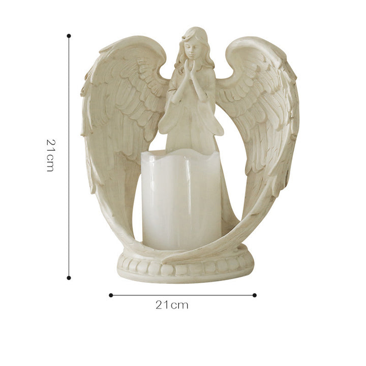 Olivenorma Nordic Pure White Wings Praying Angel Candle Holder - Beige Large Angel Candle Holder With Electronic Candle - image 6