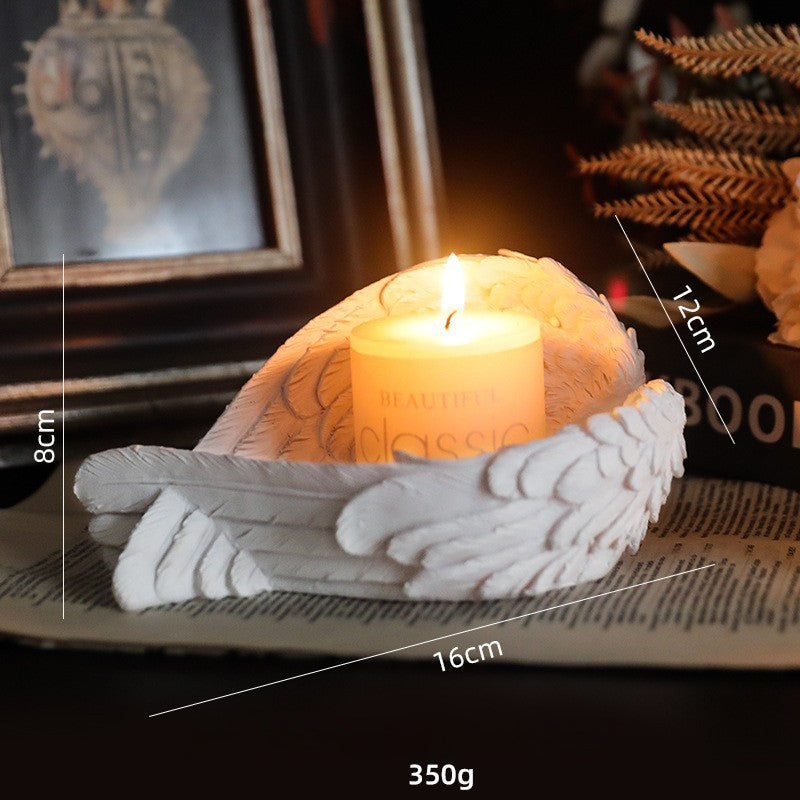 Olivenorma Nordic Pure White Wings Praying Angel Candle Holder - Wings Angel Candle Holder With Electronic Candle - image 7