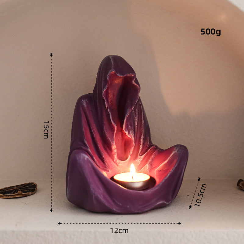 Olivenorma Ghostly Wizard Candlestick Resin Decoration Candle Holder - Wizard Candle Holder & Purple - image 3