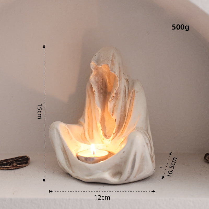Olivenorma Ghostly Wizard Candlestick Resin Decoration Candle Holder - Wizard Candle Holder & Aged White - image 6
