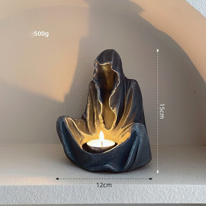 Olivenorma Ghostly Wizard Candlestick Resin Decoration Candle Holder - Wizard Candle Holder & Dark Blue - image 8