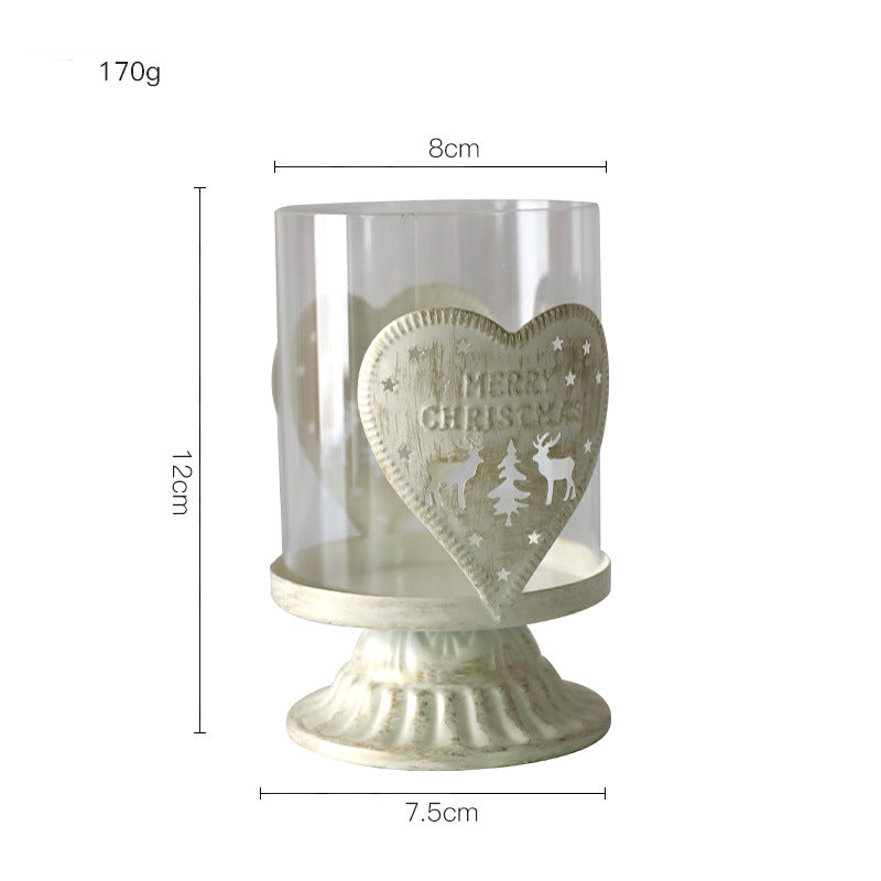Olivenorma Retro Distressed Elk Heart Glass Christmas Candle Holder - Heart Shaped Candle Holder - image 3