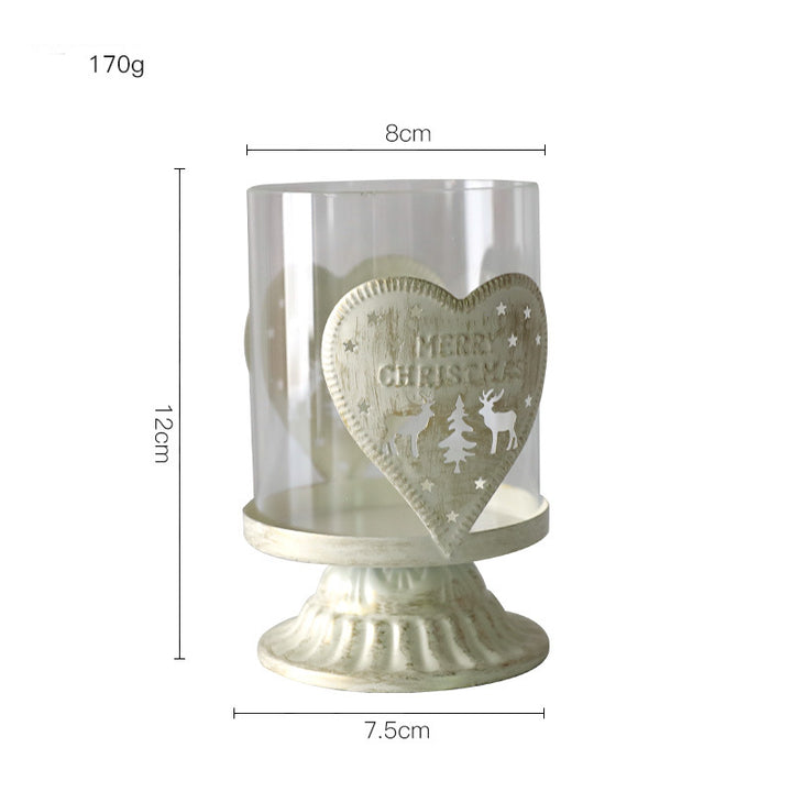 Olivenorma Retro Distressed Elk Heart Glass Christmas Candle Holder - Heart Shaped Candle Holder - image 3