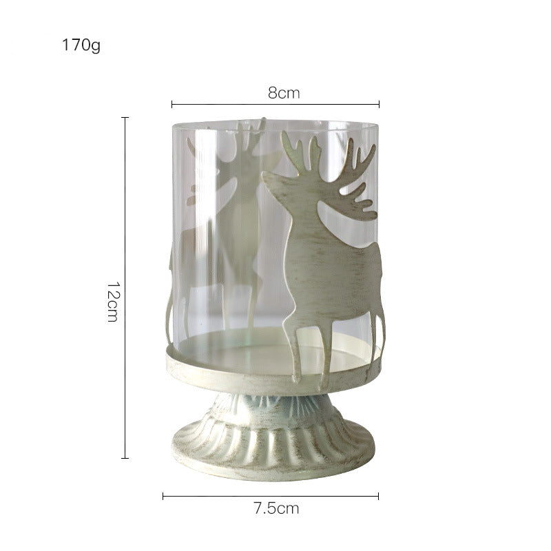 Olivenorma Retro Distressed Elk Heart Glass Christmas Candle Holder - Elk Candle Holder - image 1