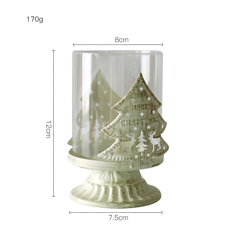 Olivenorma Retro Distressed Elk Heart Glass Christmas Candle Holder - Christmas Tree Candle Holder - image 2