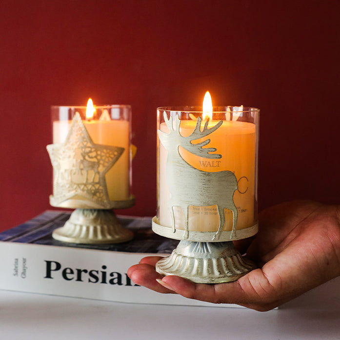 Olivenorma Retro Distressed Elk Heart Glass Christmas Candle Holder - image 10