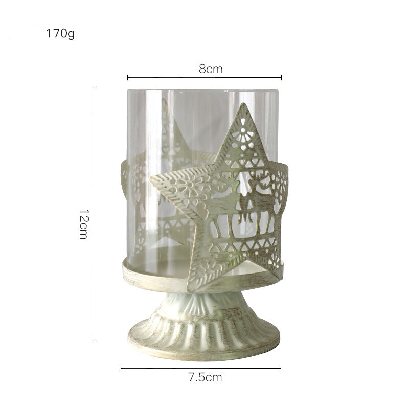 Olivenorma Retro Distressed Elk Heart Glass Christmas Candle Holder - Star Candle Holder - image 4