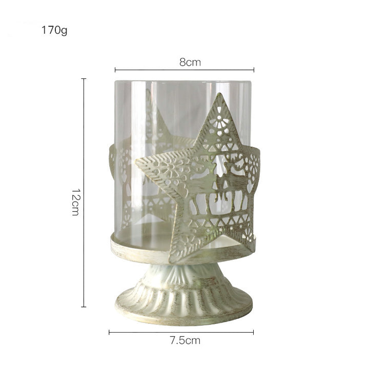 Olivenorma Retro Distressed Elk Heart Glass Christmas Candle Holder - Star Candle Holder - image 4